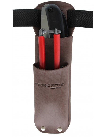 Etui en Cuir pour Secateurs et Scie d'Élagage avec Ceinture - Tenartis Fabriqué en Italie