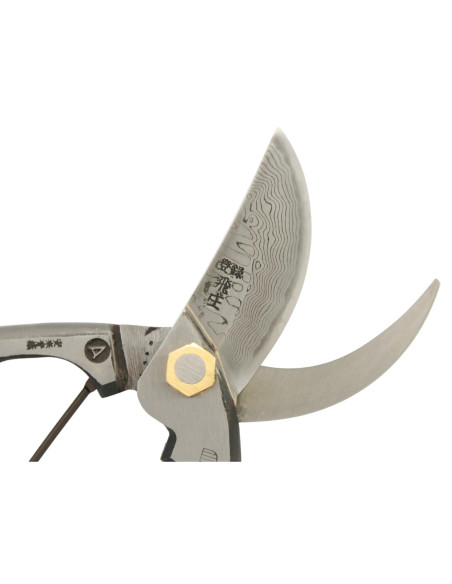 Tijeras de Podar Profesionales  200 mm en Acero de Damasco Aogami - Tobisho PS-46 Hechas en Japón