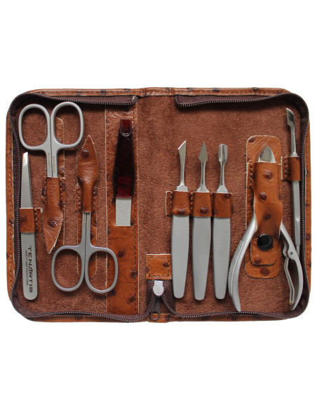 Set Manucure Pedicure Professionnel en Cuir avec 9 pcs Inox | Tenartis