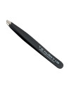 Black Slant Hair Tweezers Stainless Steel with PVC Case - Tenartis Made in Italy