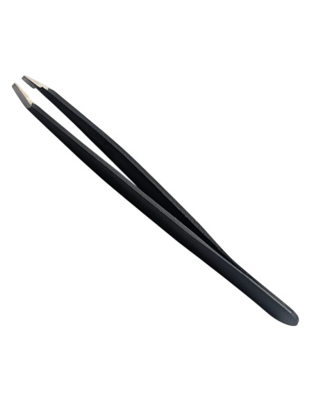 Pince à Épiler Mors Biais Inox Noire avec Etui en PVC - Tenartis Fabriqué en Italie