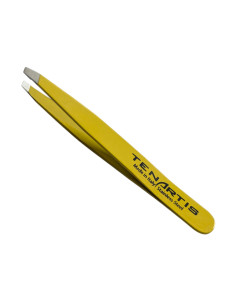 Pince à Épiler Mors Biais Inox Jaune avec Etui en PVC - Tenartis Fabriqué en Italie