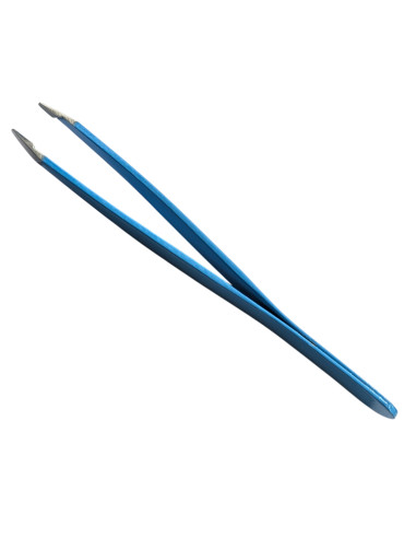 Sky Blue Augenbrauen Pinzette aus rostfreiem Edelstahl, schräge mit PVC-Etui - Tenartis Made in Italy