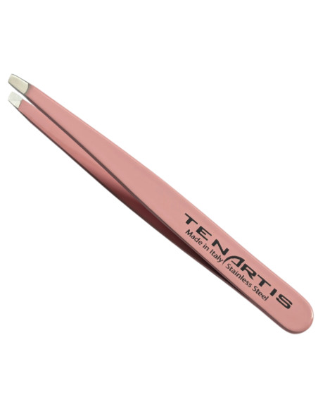 Pinza Profesional para Depilar Sesgada Inox Rosa con Funda en PVC - Tenartis Made in Italy