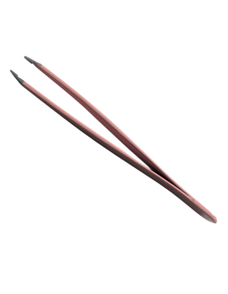 Augenbrauen Farbige Pinzette aus rostfreiem Edelstahl, schräge PlasticFree mit umweltfreundlich Lederetui - Tenartis (Rose)