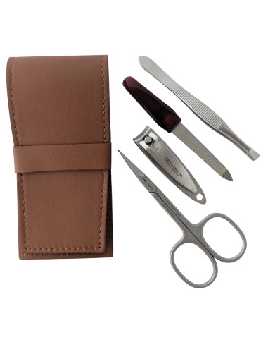 Set Manucure 4 pièces en Cuir avec Coupe Ongles en Acier Inox - Tenartis