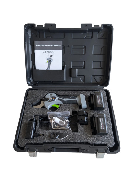 CT9604 Professionelle Elektrische Astschere mit 16,8V Brushless-Motor, HD-Display und 2 Akkus – Schnittkapazität Ø32 mm