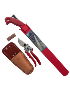 Set de Poda con Serrucho, Tijeras KISUKE Big 9 con Funda de Cuero y Piedra de Afilar en Caja de Regalo – Nishigaki Japón